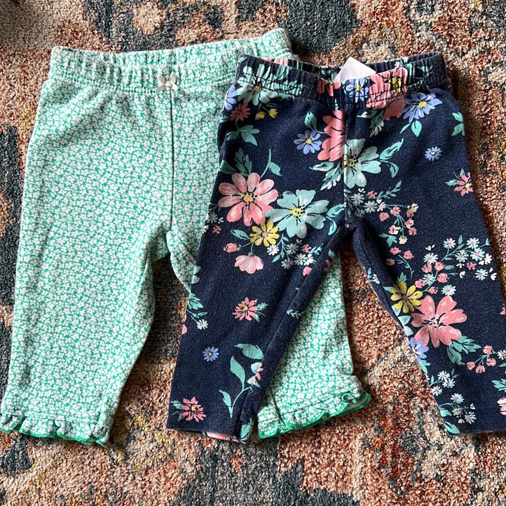 BUNDLE - Two Carters floral pants size 3 months